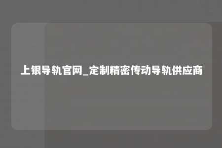 上银导轨官网_定制精密传动导轨供应商