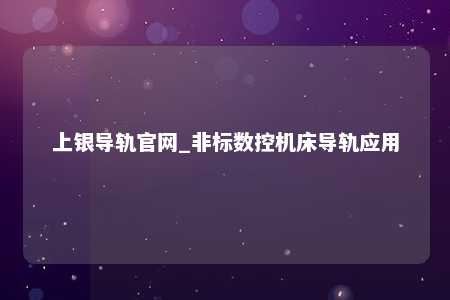 上银导轨官网_非标数控机床导轨应用
