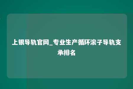 上银导轨官网_专业生产循环滚子导轨支承排名