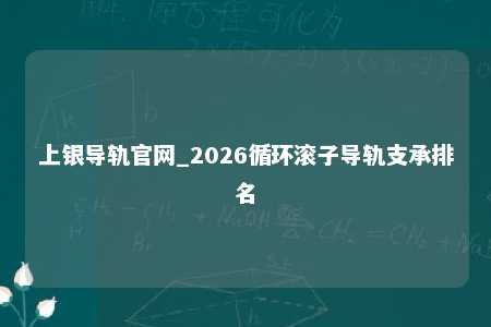 上银导轨官网_2026循环滚子导轨支承排名