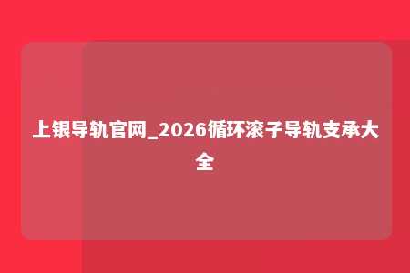 上银导轨官网_2026循环滚子导轨支承大全