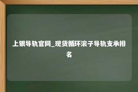 上银导轨官网_现货循环滚子导轨支承排名