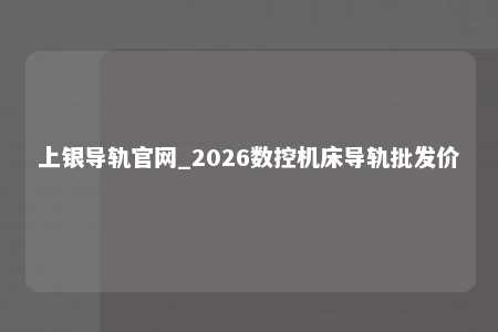 上银导轨官网_2026数控机床导轨批发价