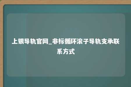 上银导轨官网_非标循环滚子导轨支承联系方式